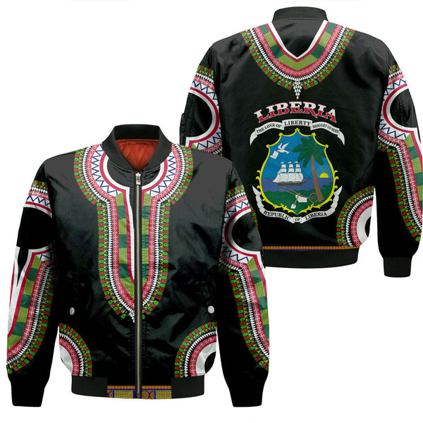 Liberia Dashiki Sleeve Zip Bomber Jacket