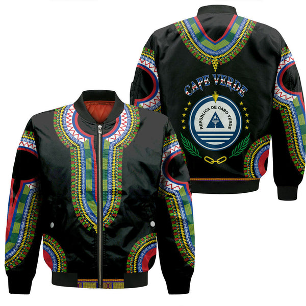 Cape Verde Dashiki Sleeve Zip Bomber Jacket