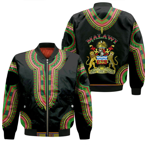 Malawi Dashiki Sleeve Zip Bomber Jacket