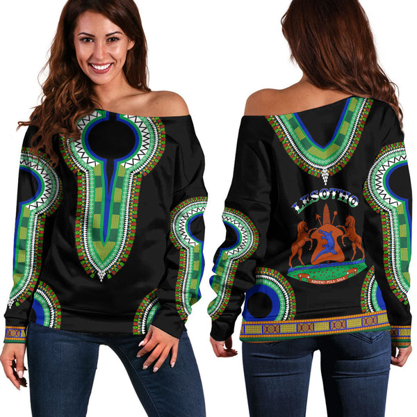 Lesotho Dashiki Off Shoulder Sweatshirts