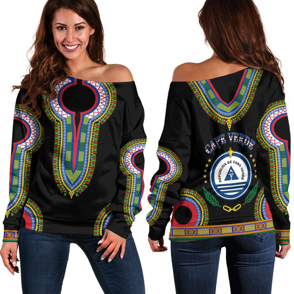 Cape Verde Dashiki Off Shoulder Sweatshirts