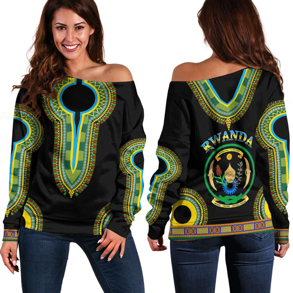 Rwanda Dashiki Off Shoulder Sweatshirts