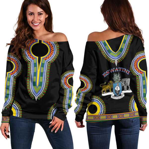 Eswatini Dashiki Off Shoulder Sweatshirts