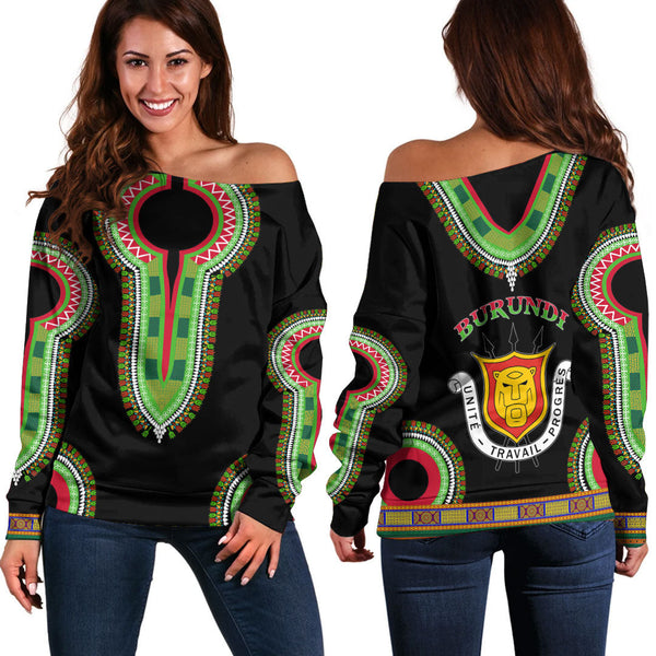 Burundi Dashiki Off Shoulder Sweatshirts