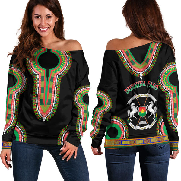 Burkina Faso Dashiki Off Shoulder Sweatshirts