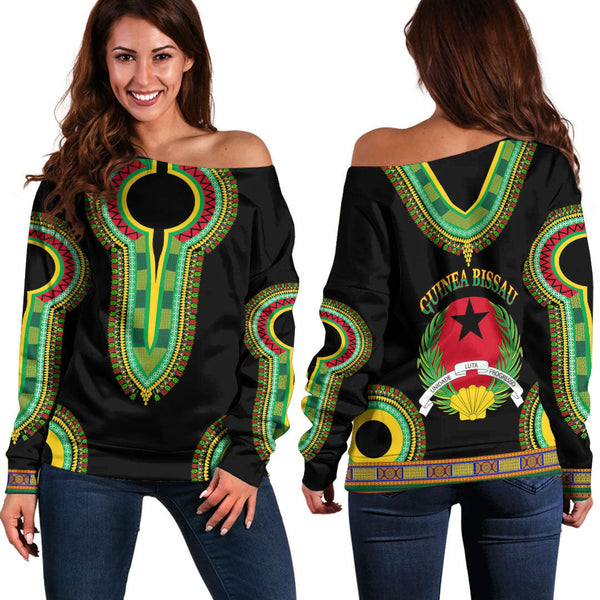 Guinea Bissau Dashiki Off Shoulder Sweatshirts