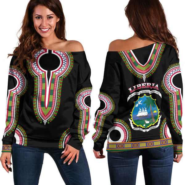 Liberia Dashiki Off Shoulder Sweatshirts