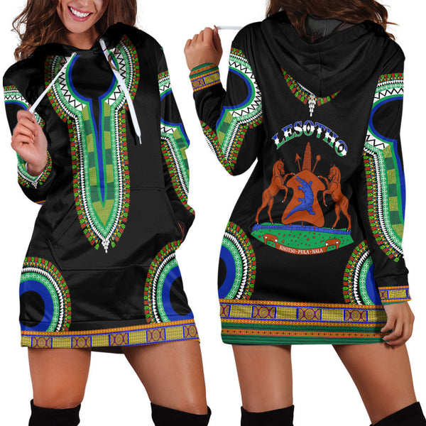 Lesotho Dashiki Hoodie Dress