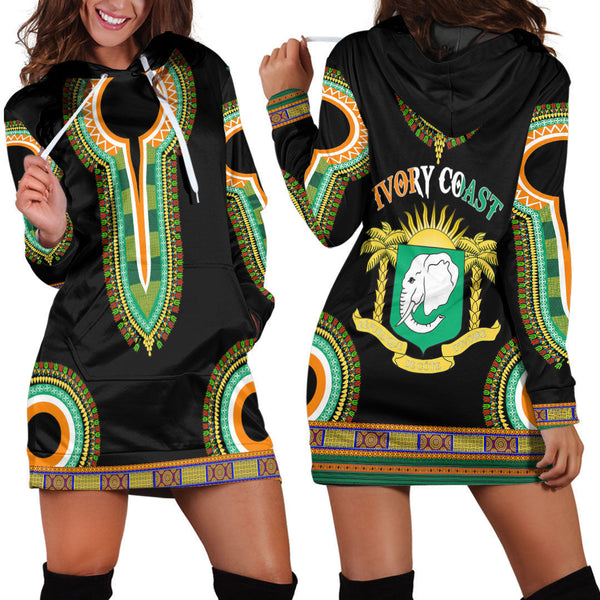 Ivory Coast Dashiki Hoodie Dress