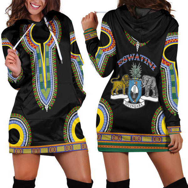 Eswatini Dashiki Hoodie Dress