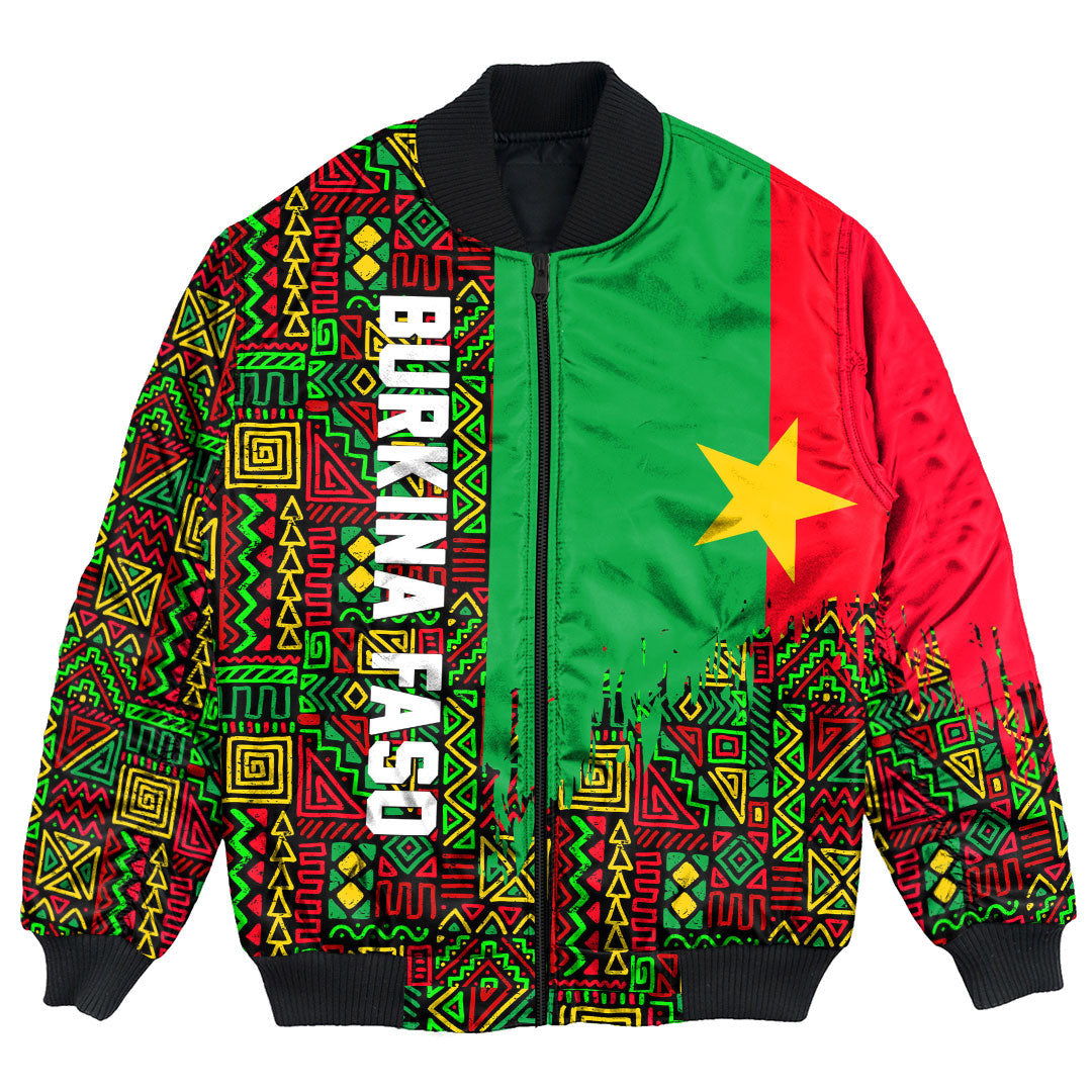 Burkina Faso Bomber Jacket Kente Pattern