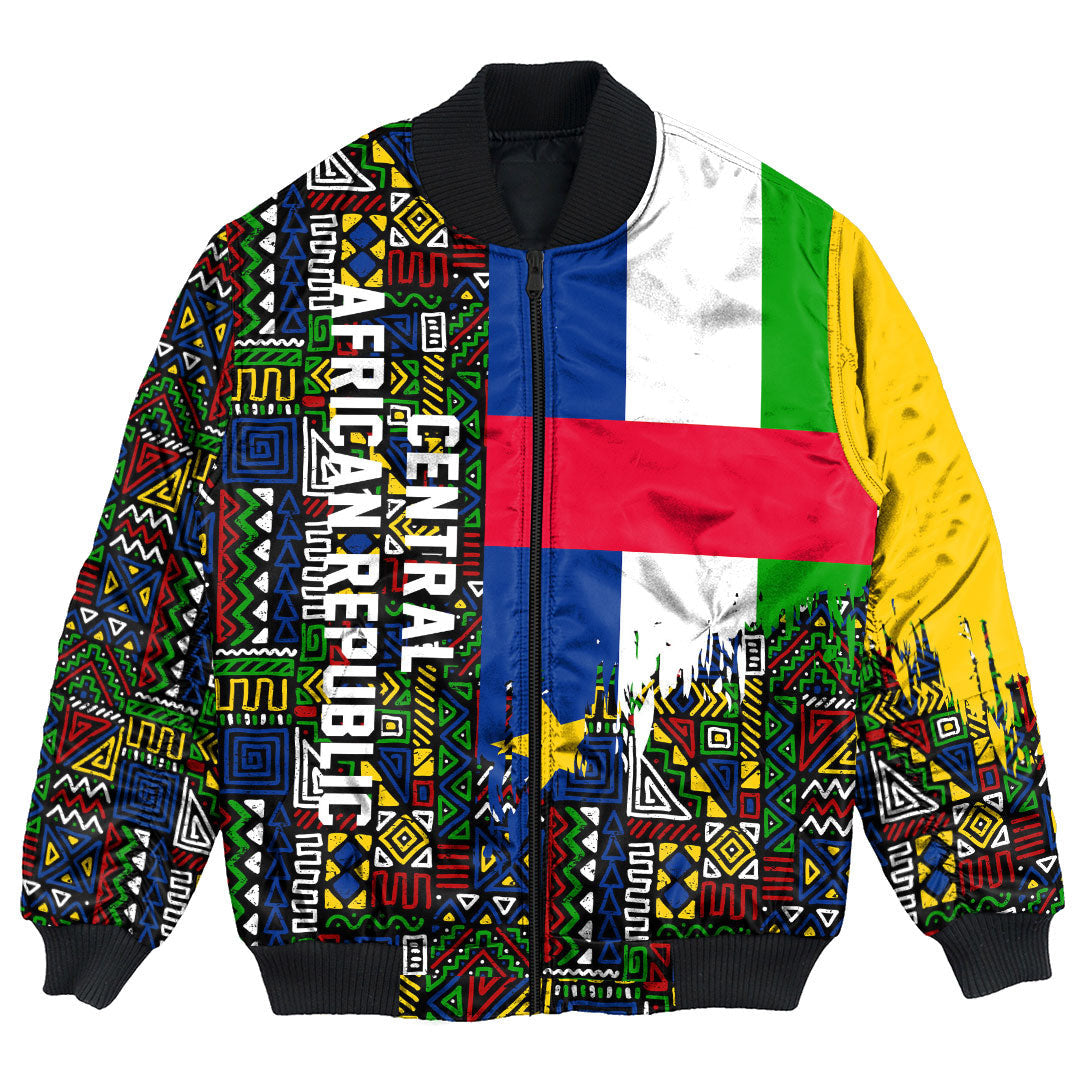 Central African Republic Bomber Jacket Kente Pattern