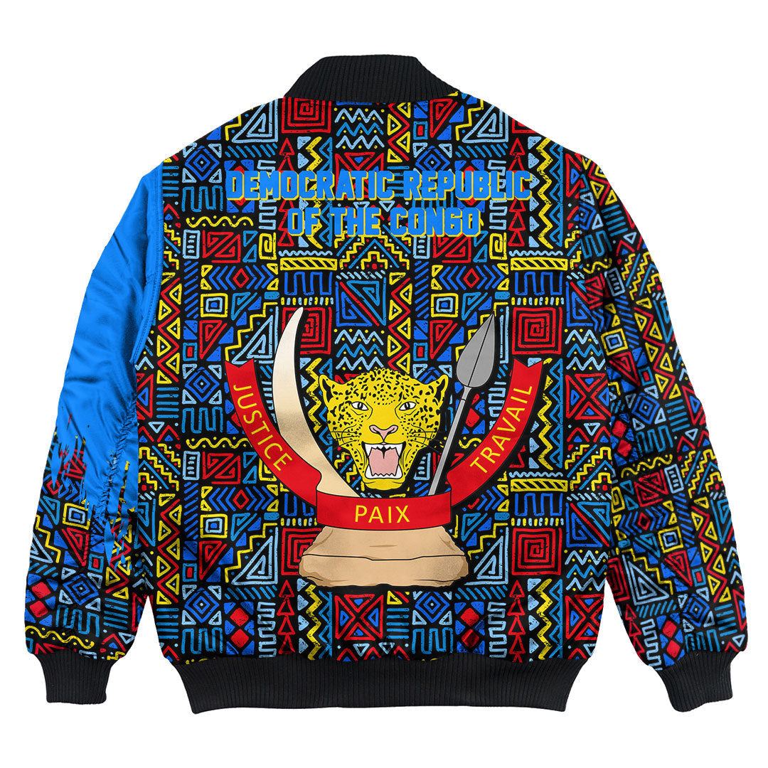 Democratic Republic of the Congo Bomber Jacket Kente Pattern