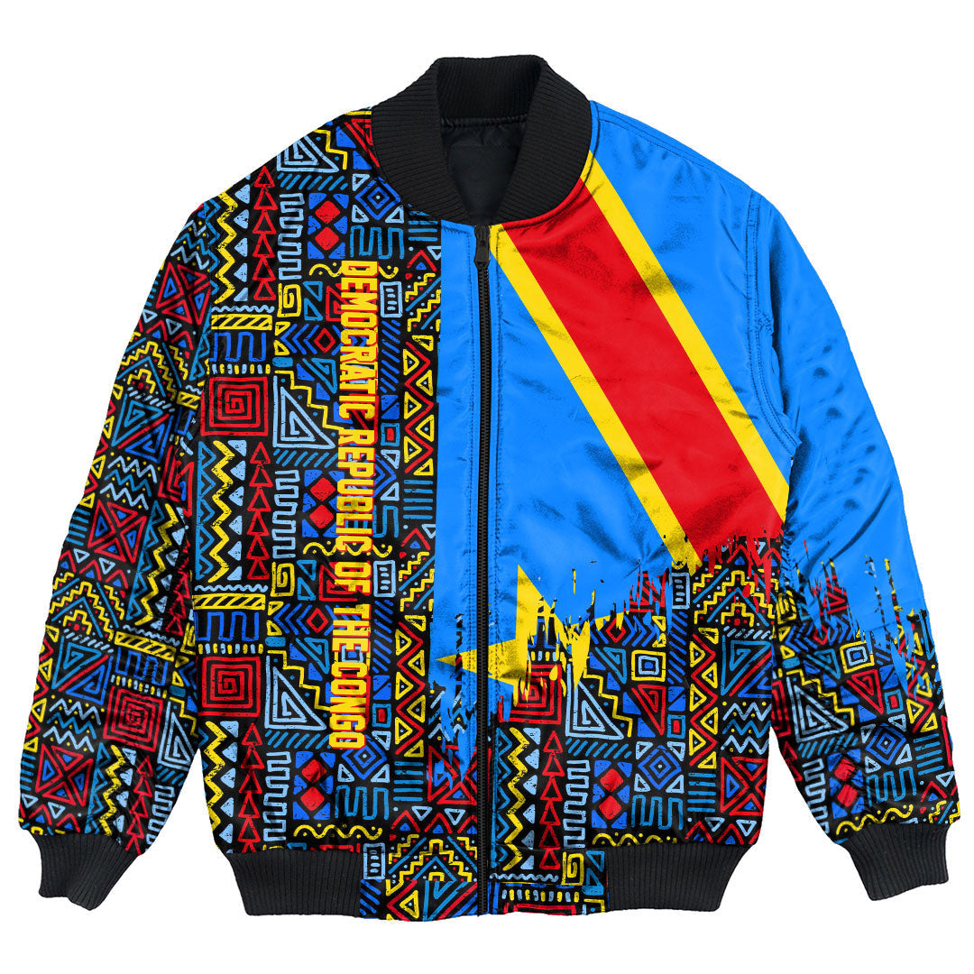 Democratic Republic of the Congo Bomber Jacket Kente Pattern