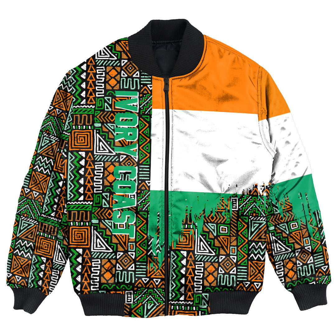 Ivory Coast Bomber Jacket Kente Pattern