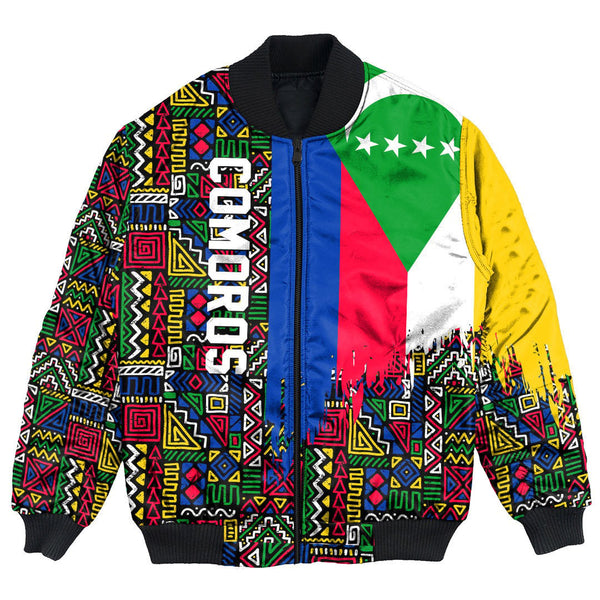 Comoros Bomber Jacket Kente Pattern