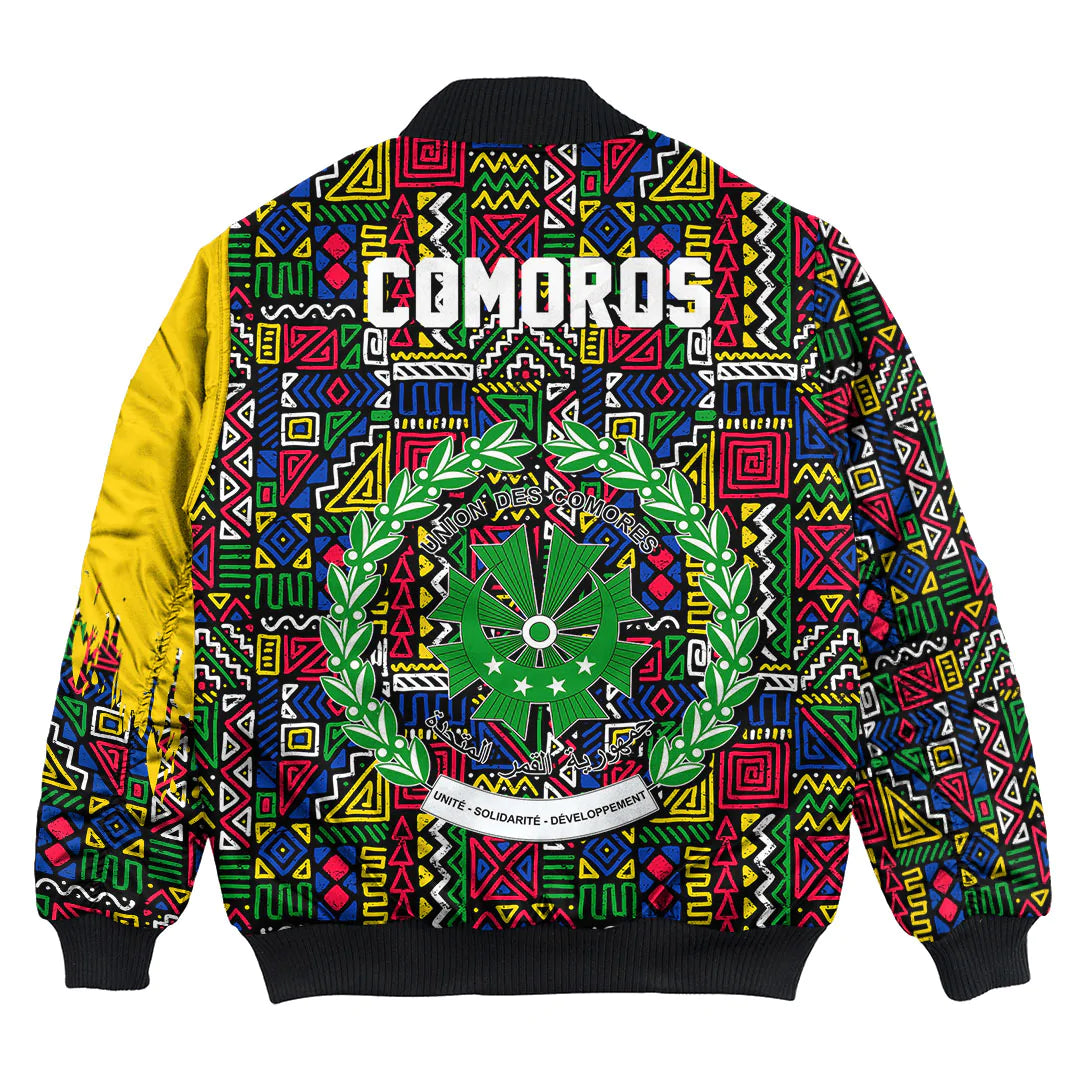 Comoros Bomber Jacket Kente Pattern