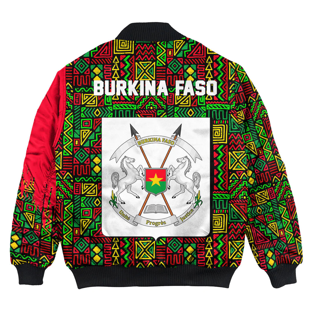 Burkina Faso Bomber Jacket Kente Pattern