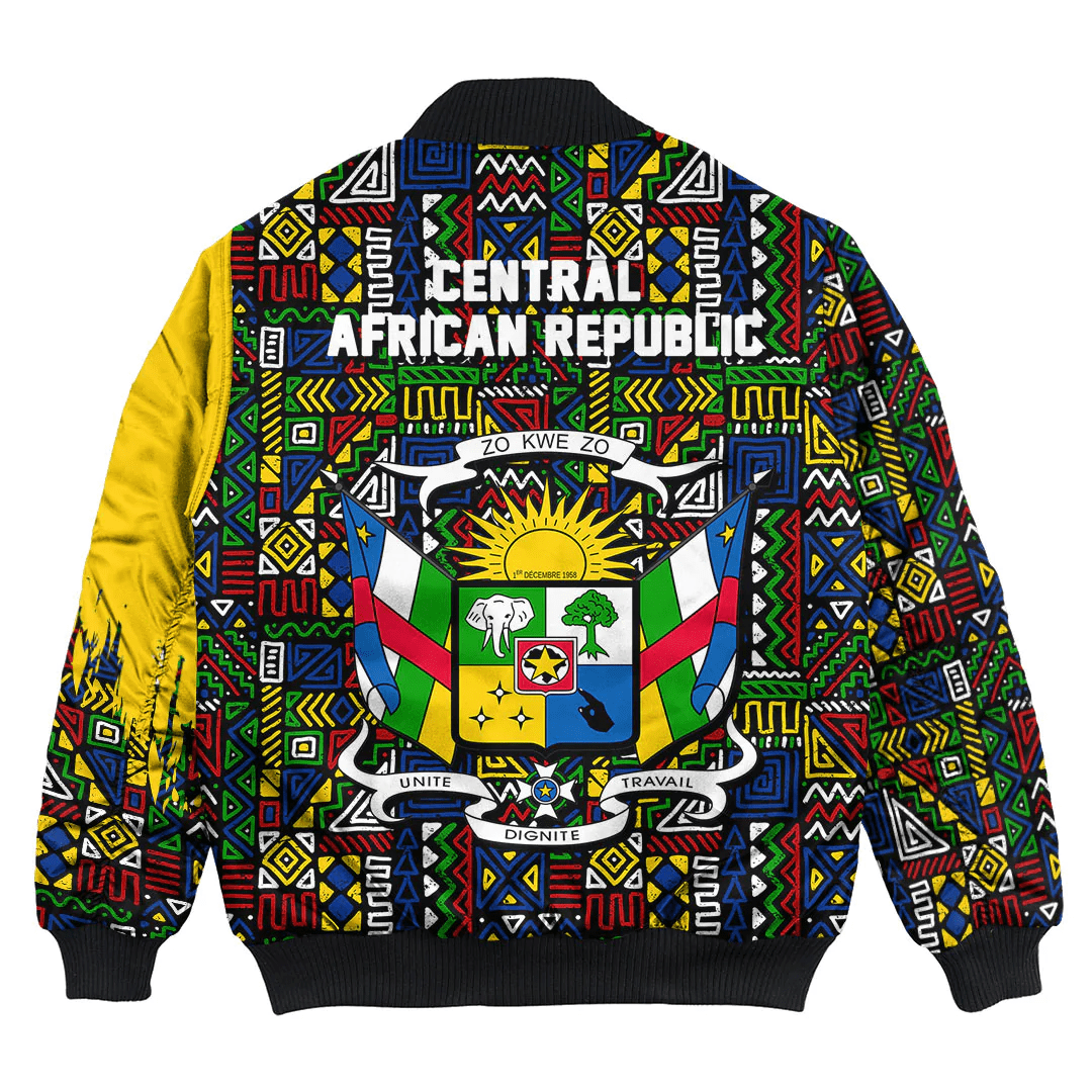 Central African Republic Bomber Jacket Kente Pattern