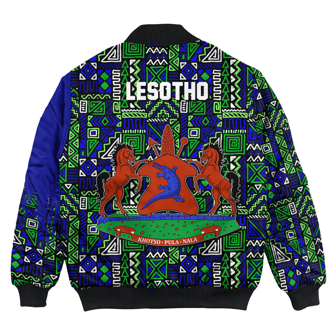 Lesotho Bomber Jacket Kente Pattern