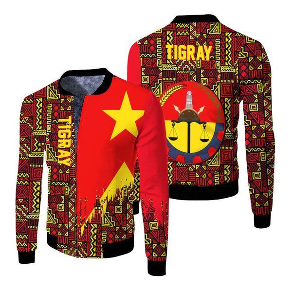 Tigray Fleece Winter Jacket Kente Pattern