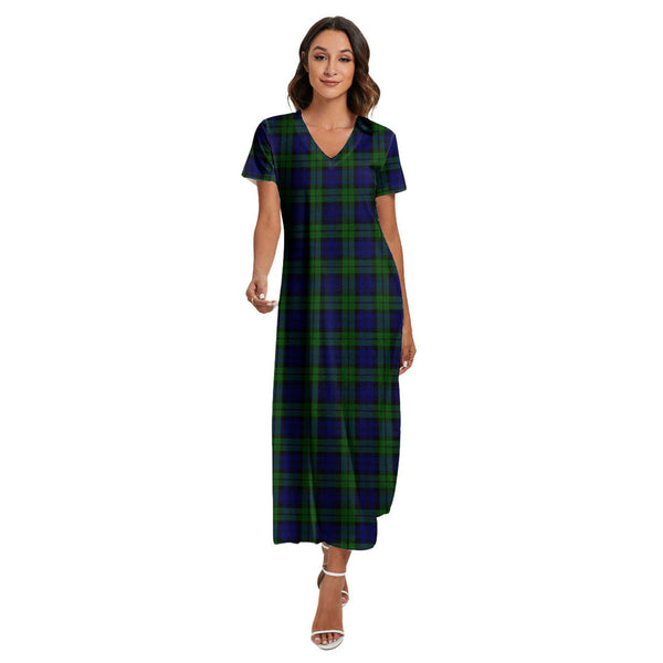 Campbell Modern Tartan Plaid V-neck Dress Side Slit