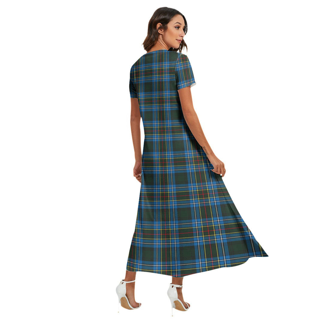 Cockburn Modern Tartan Crest V-neck Dress Side Slit