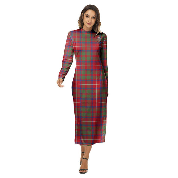 Shaw Red Modern Tartan Crest Women's Hip Dress