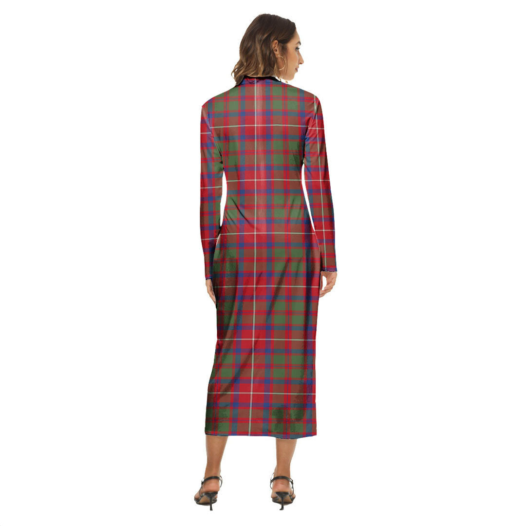 Shaw Red Modern Tartan Crest Women's Hip Dress