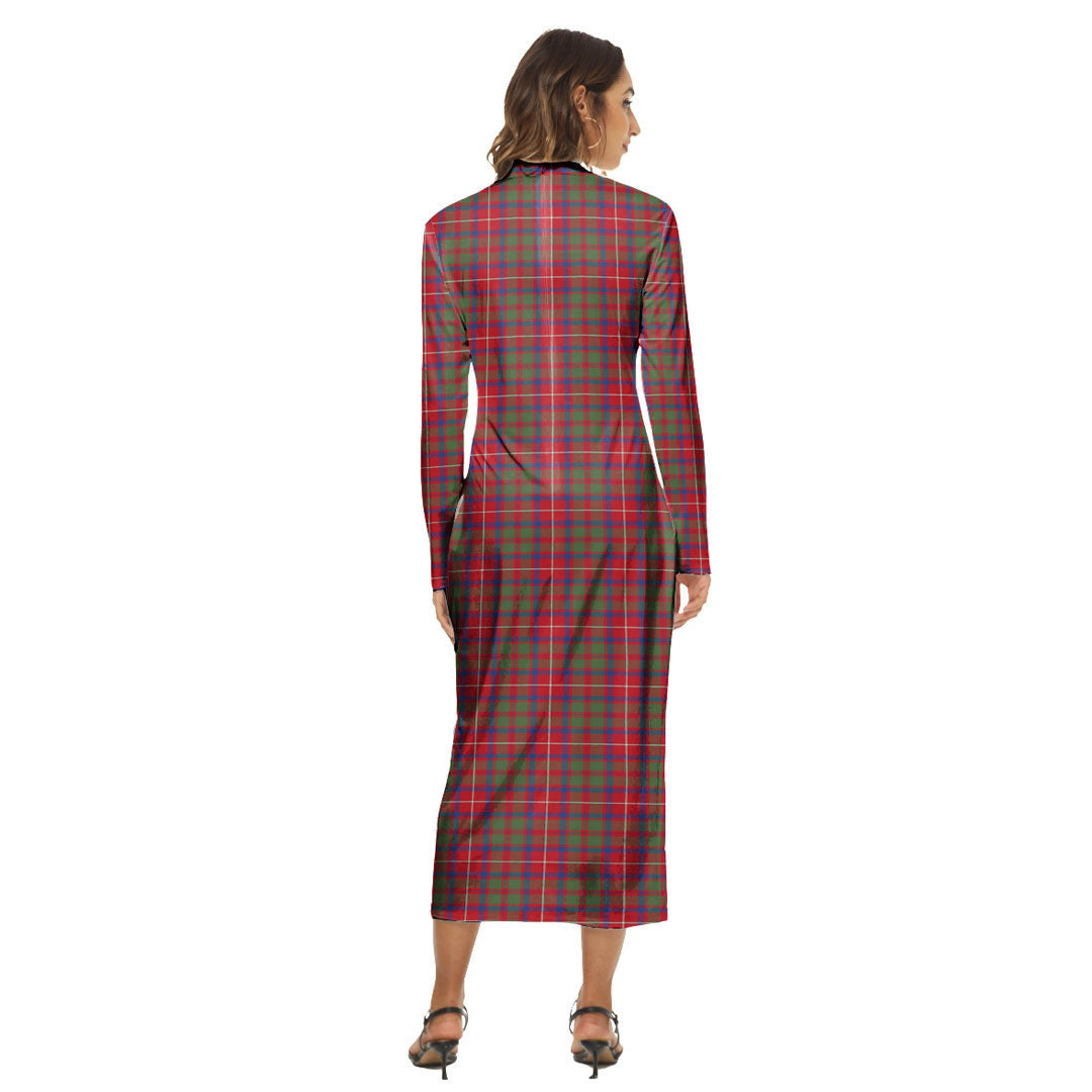 Shaw Red Modern Tartan Plaid Women's Hip Dress