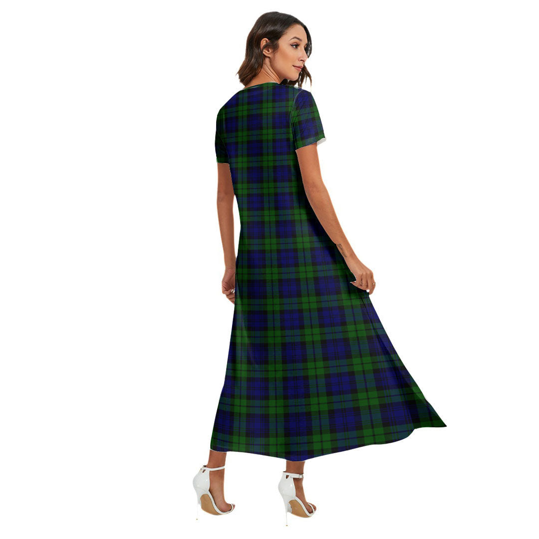 Campbell Modern Tartan Crest V-neck Dress Side Slit