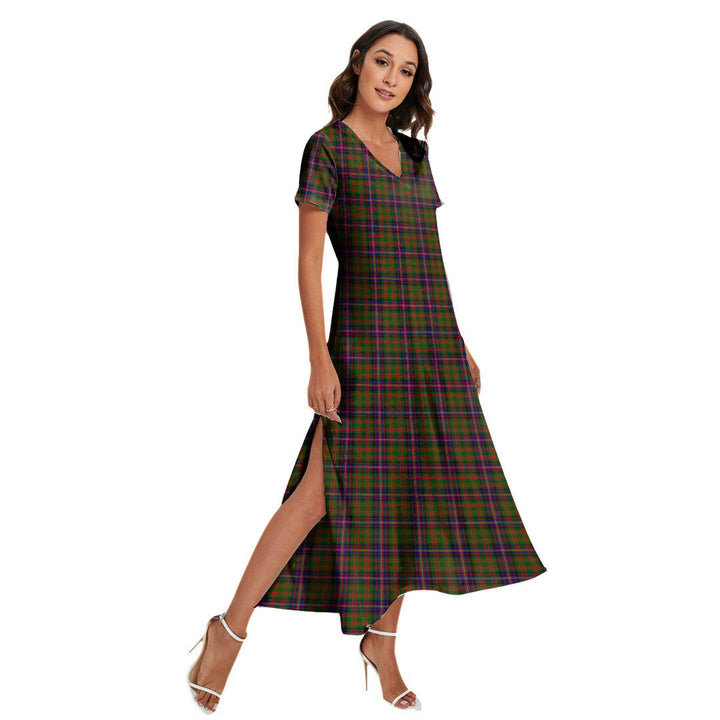 Cochrane Modern Tartan Plaid V-neck Dress Side Slit