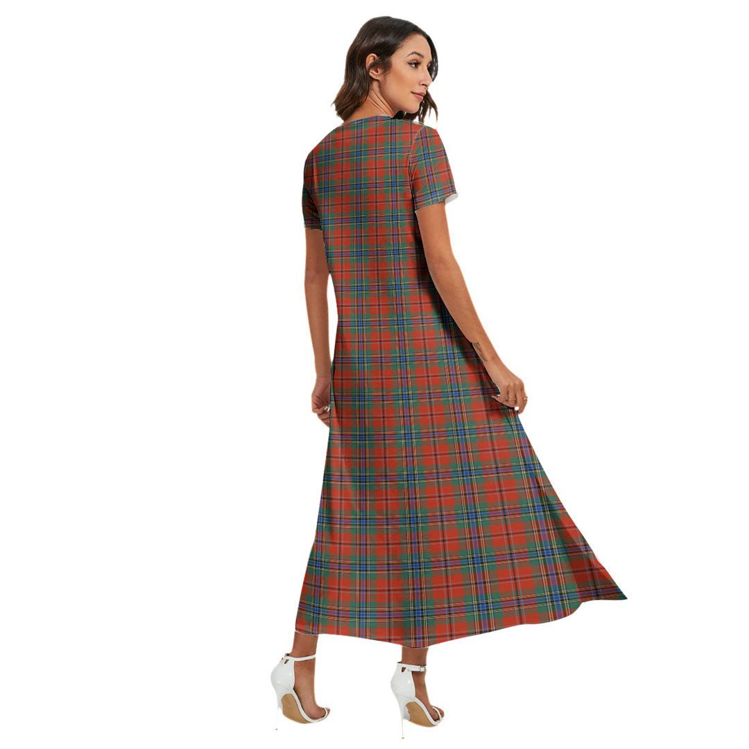 MacLean of Duart Ancient Tartan Plaid V-neck Dress Side Slit