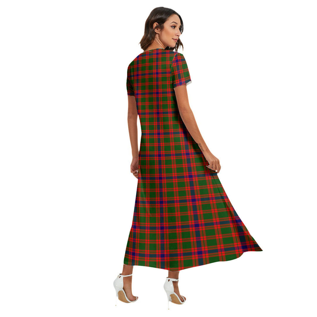 Skene Modern Tartan Crest V-neck Dress Side Slit