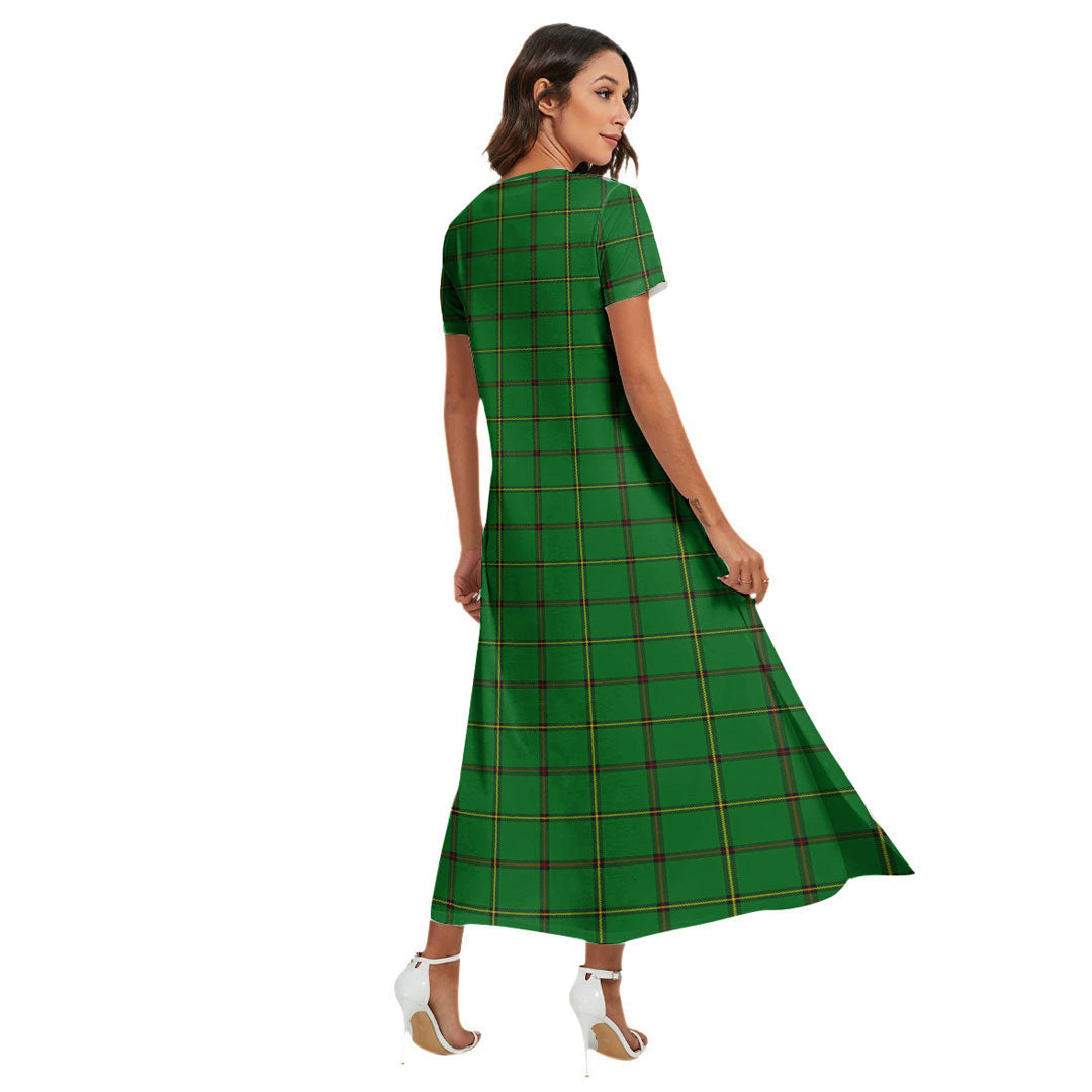 Don Tribe of Mar Tartan Plaid V-neck Dress Side Slit