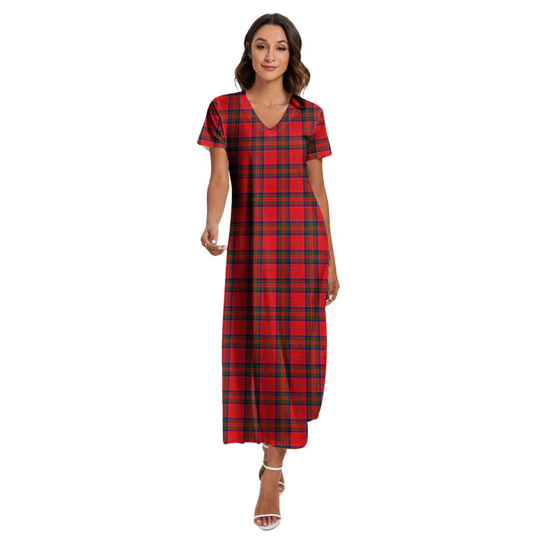 MacGillivray Modern Tartan Plaid V-neck Dress Side Slit