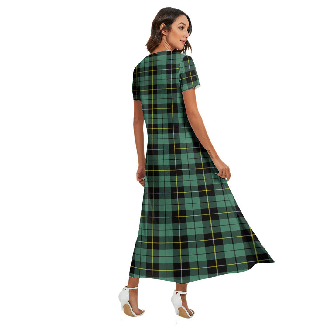 Wallace Hunting Ancient Tartan Plaid V-neck Dress Side Slit