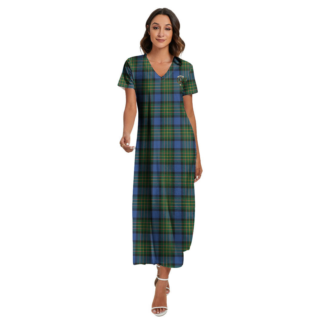 MacLaren Ancient Tartan Crest V-neck Dress Side Slit