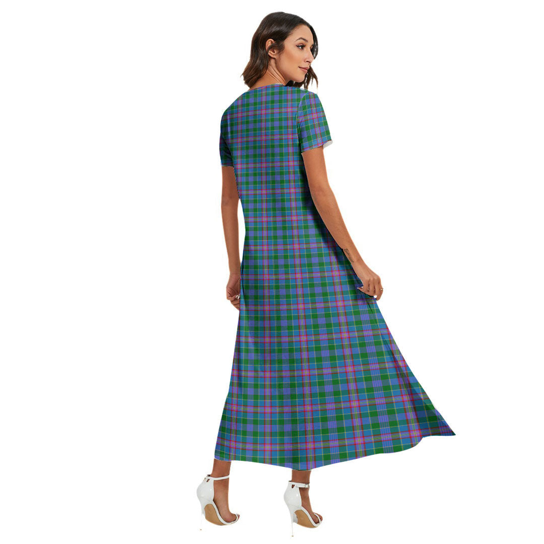 Pitcairn Hunting Tartan Plaid V-neck Dress Side Slit