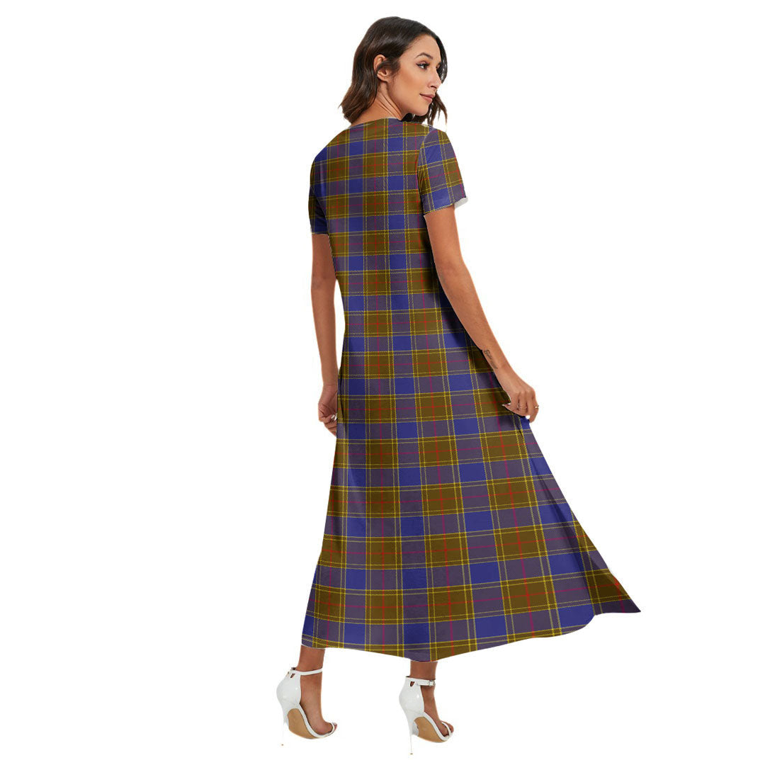 Balfour Modern Tartan Plaid V-neck Dress Side Slit