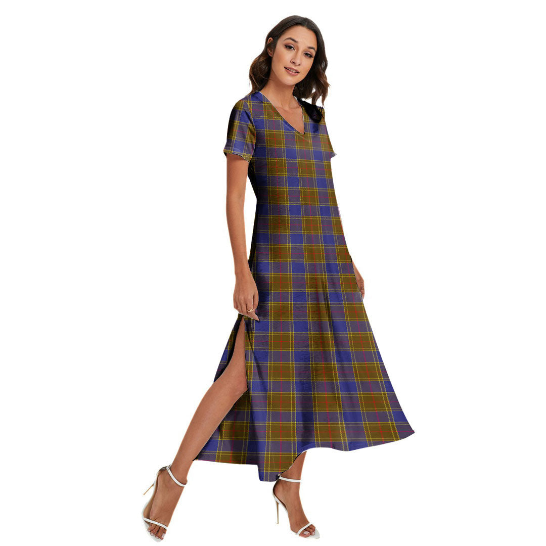 Balfour Modern Tartan Plaid V-neck Dress Side Slit