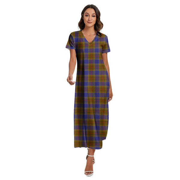 Balfour Modern Tartan Plaid V-neck Dress Side Slit