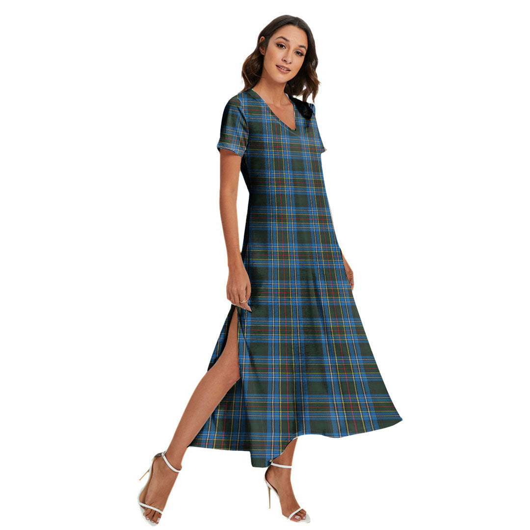 Cockburn Modern Tartan Plaid V-neck Dress Side Slit