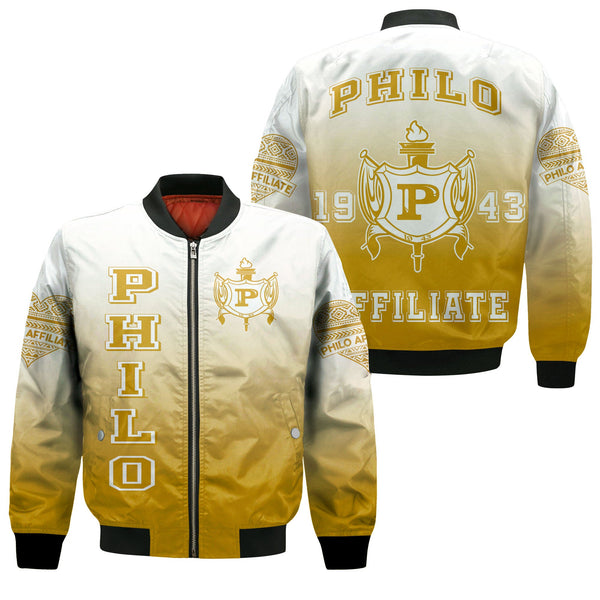 Sigma Gamma Rho Philo Affiliates Gradient Sleeve Zip Bomber Jacket