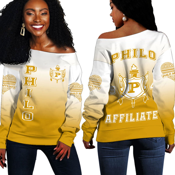 Sigma Gamma Rho Philo Affiliates Gradient Off Shoulder Sweaters