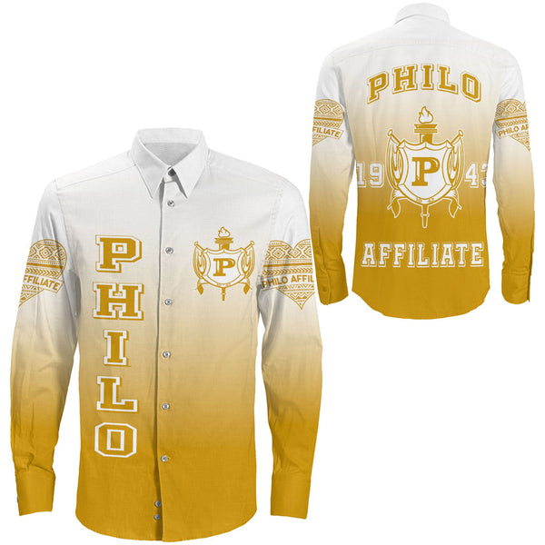 Sigma Gamma Rho Philo Affiliates Gradient Long Sleeve Button Shirt