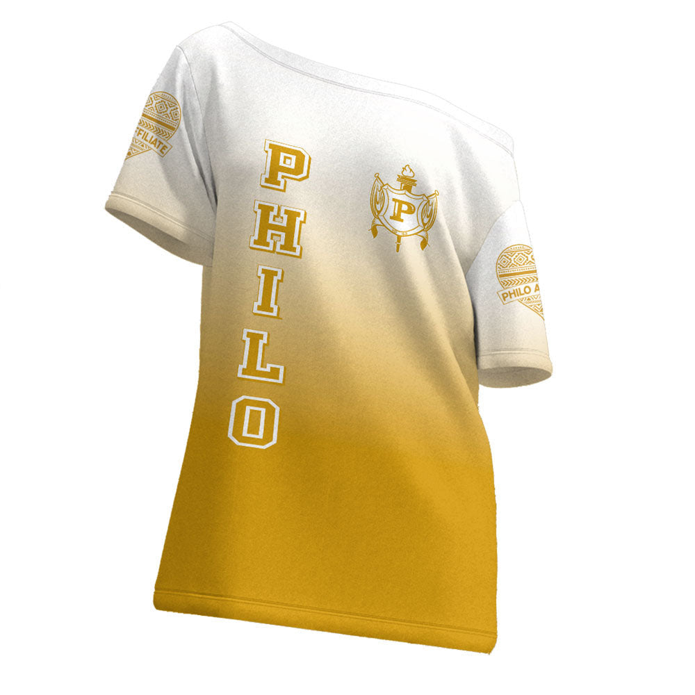 Sigma Gamma Rho Philo Affiliates Gradient Off Shoulder T-Shirt