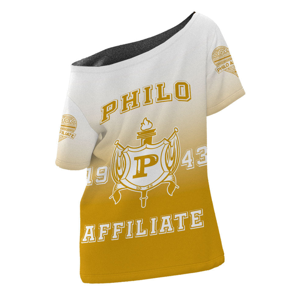 Sigma Gamma Rho Philo Affiliates Gradient Off Shoulder T-Shirt