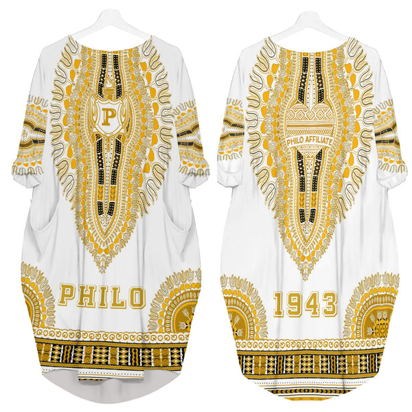 Sigma Gamma Rho Philo Affiliates Dashiki Batwing Pocket Dress