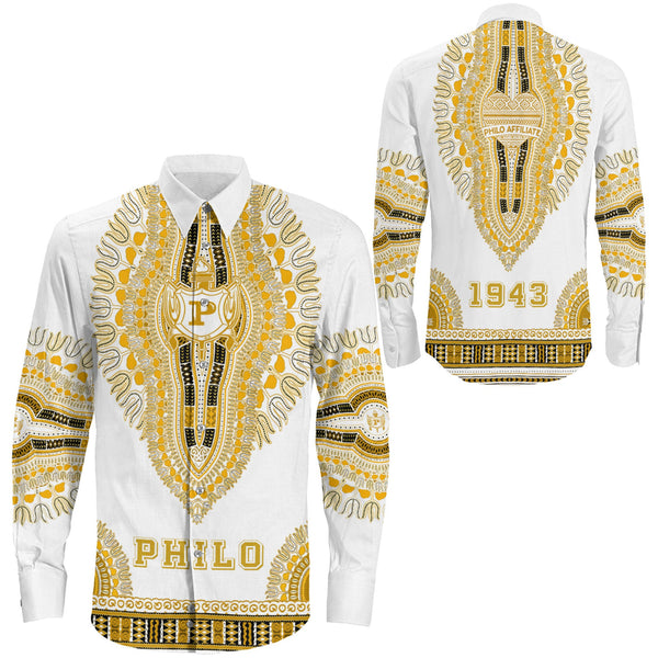 Sigma Gamma Rho Philo Affiliates Dashiki Long Sleeve Button Shirt